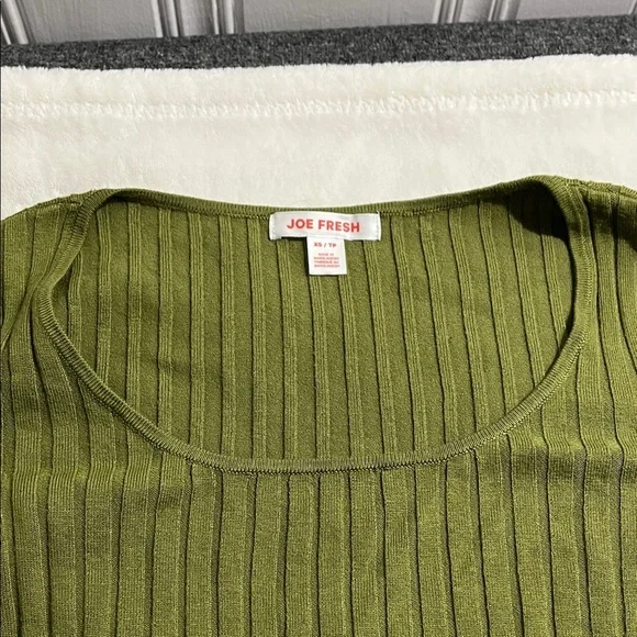 Joe Fresh Olive Ribbed Knit Top - Picture 3 of 4